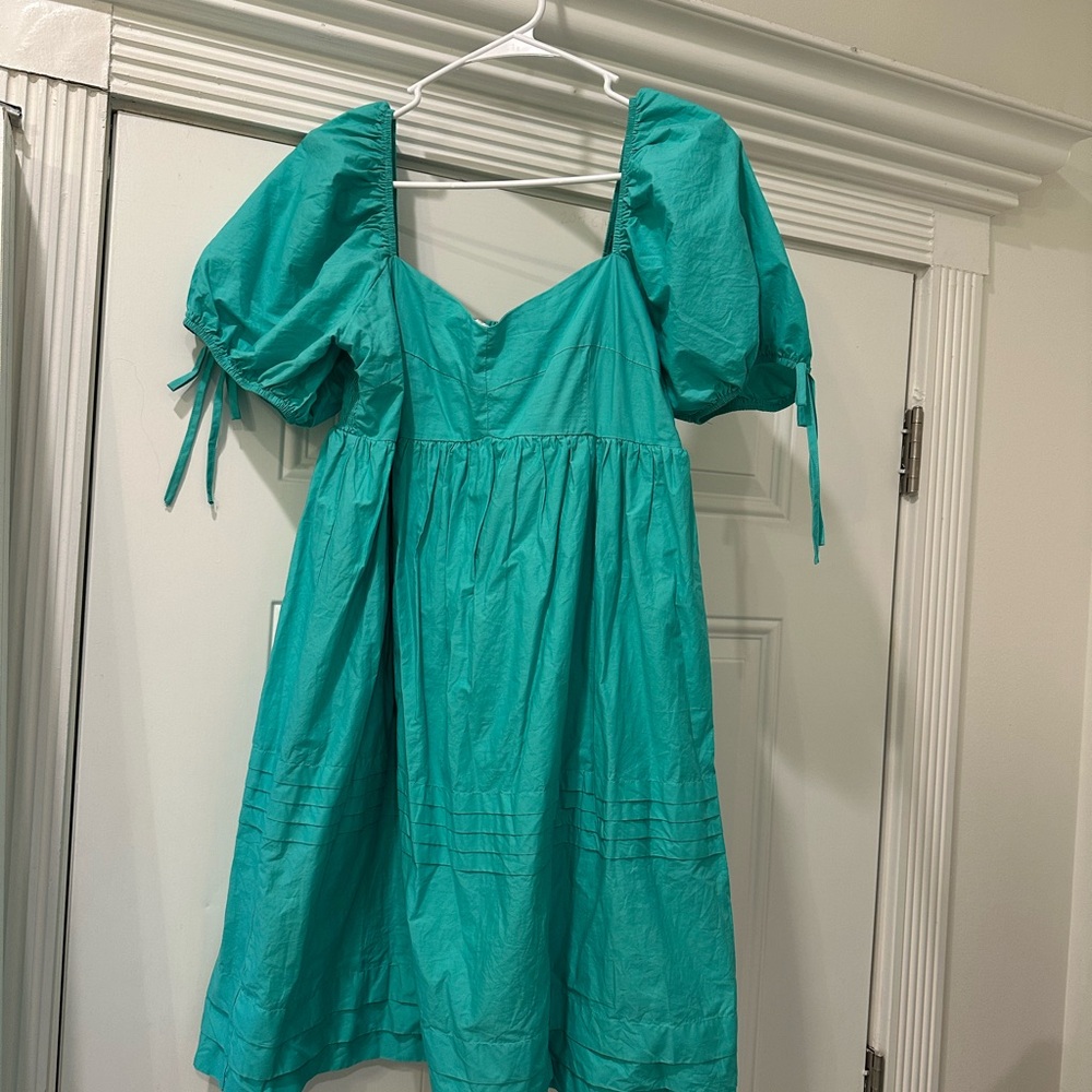 English Factory Teal Puff Sleeve Dress